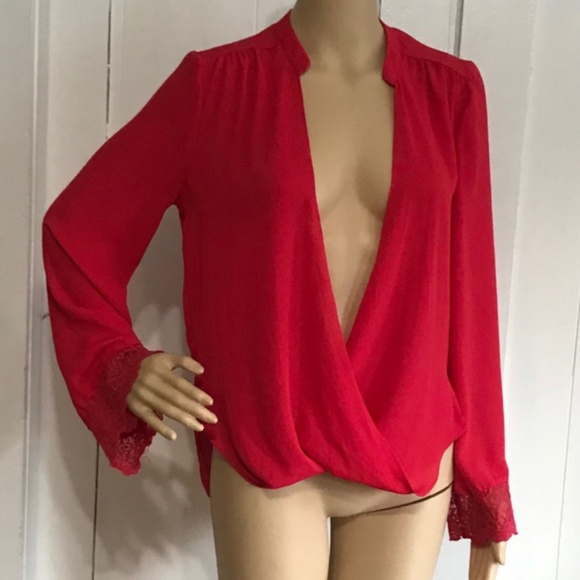 Jealous Tomato Tops - JEALOUS TOMATO SHEER DEEP V-NECK TOP